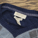 Banana Republic Mens Vintage Rabbit Cashmere Argyle Sweater Navy Blue XL
