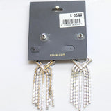 Z by Zaxie Fringe Diamond Frame Post Earrings Silver Gray / Clear 3.5"
