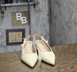 A New Day Womens Milan Pearl Slingback Heels 92611221 Ivory Off White 6M