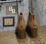 Sun + Stone Womens Pull On Elizaa Booties 10010962100 Cognac Brown 12M