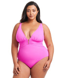 Bleu By Rod Beattie Item Plunge Plunging-Neck Swimsuit One Piece Dahlia Pink 16W