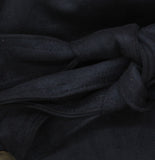 A New Day Suede Notched Collar Double-Breasted Belted Trench Coat Navy Blue S