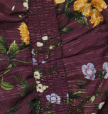 MSK Petite Floral Printed Cold-Shoulder Shear Pleated Jumpsuit Plum Purple PS