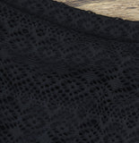 Island Escape Crochet Underwire Tankini Swim Top N760149 Black 10