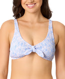 Salt + Cove Juniors Smocked Tie-Front Bikini Top Swim Toile Cornflower Blue M