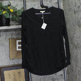 Splendid V-Neck Maternity Long Sleeve Pocket T-Shirt P80015-01 Black S