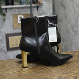 A New Day Sienna Low-Shaft Heeled Boots 94637417 Black / Gold 8.5M