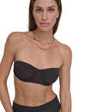 DKNY Womens Textured Molded Balconette Bikini Top Swim DIMTS470 Black L