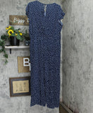 Time and Tru Ruffle Sleeve Tie Back Unlined Jumpsuit Blue / White Polka Dot XXL