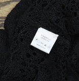 Belldini Womens Fashion Crochet Long Sleeve Knit Cardigan Sweater Black 1X