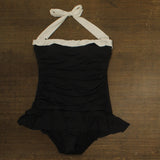 Lauren Ralph Lauren Bel Air Skirted Bandeau One-Piece Swimsuit Black / White 16