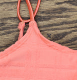 Cotton On Womens Thin-Strap Low-Scoop One Piece Swimsuit Pink Terry Jacquard M