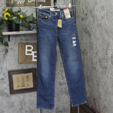 Levi's Wedgie Straight Jeans Button Fly High Rise Indigo Here We Go Blue 24x28