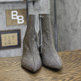 A New Day Low-Shaft Heeled Rhinestone Boots with Memory Foam Silver Gray 6.5M