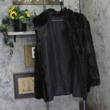 Vintage Faux Mink Fur Button Front Coat Brown See Measurements
