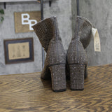 A New Day Womens Gloria Low Shaft Heeled Rhinestones Boots Silver Gray 8M