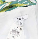 Bar III Womens Palm Print Satin Open-Front Blazer Jacket Blue Agave Combo XL