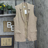 Bar III Womens Petite Open-Front Long Vest 100188618PT Warm Ginger Brown PL