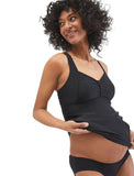 Motherhood Maternity Front Maternity Swim Top with Adjustable Straps Black XS