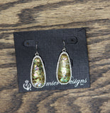 Premier Designs Marble Gemstone Rhinestone Dangly Earrings Silver Gray Multi 2"