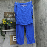 Lauren Ralph Lauren Womens Top & Pants Cover Up Swim Woven Blue Saturn M