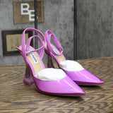 Steve Madden Womens Zelie Faux Leather Block Heels ZELI05S1 Purple Vinyl 6.5M