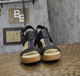 Clarks Womens Giselle Style Wedge Sandal 26177163 Black Leather 10M