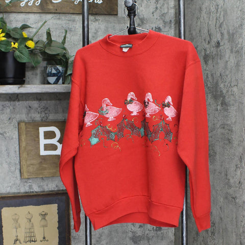 Cabin Creek Womens Vintage Holday Christmas Pullover Sweatshirt Red L