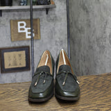 Journee Collection Womens Crawford Block Heel Loafer Pumps Olive Green 7M