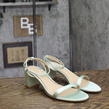 Jewel Badgley Mischka II Evening Sandals Block Heel Satin Aqua Blue Green 8M