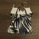 Anne Cole Draped Front Underwire Swim Tankini Top Palm Chic Black Multi 34DD/36D