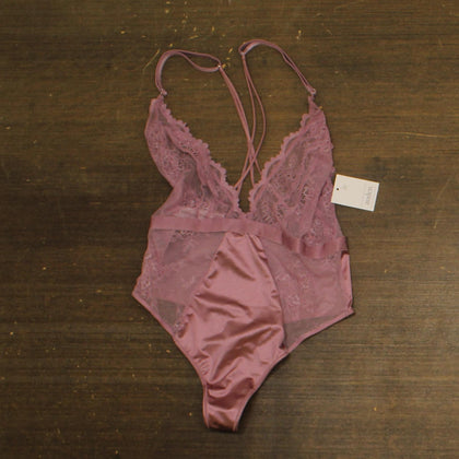 Auden Womens Lace Unlined Lingerie Bodysuit 92830873 Mauve Pink XS