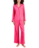 INC International Concepts Notch 2-Piece Collar Pajama Set Magenta Chain Pink L