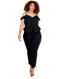 Bar III Ruffled Cold-Shoulder Mesh Top 100218140WN Deep Black 2X