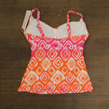 Anne Cole Underwire Drape Front Tankini Swim Top Pink / Orange 32DD / 34D