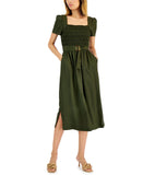 Tahari Asl Women's Smocked-Top Belted Midi Dress 2AM199-T2 Olive 10