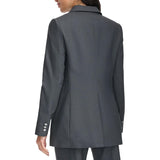 Calvin Klein Womens Single Button Blazer Suit Jacket Charcoal Gray / Cream 6