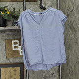 Splendid Womens Linen Blend V-Neck Cap Sleeve Blouse Shirt 1678d3e49d005c Blue L