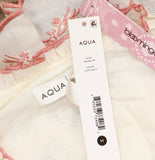 Aqua x Agua Bendita Button Front Floral Embroidered Top IBA29167 Ivory Multi M