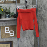Art Class Girls Off the Shoulder Ribbed Sweater 91367115 Red S