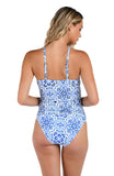 La Blanca Womens High Neck Keyhole Tankini Swimsuit Top Blue / Alboran Sea 18W