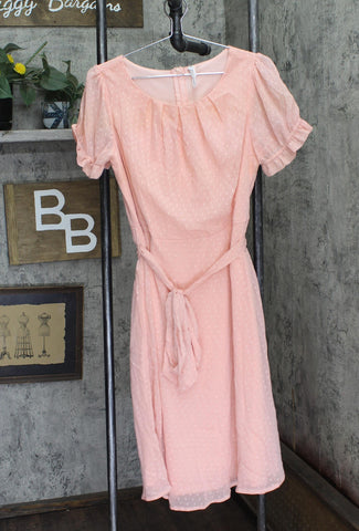 NY Collection Womens Lined Babydoll Tie Front Dress Pink PL