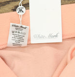 White Mark Flared Elastic Waist Midi Skirt with Side Pockets PS709 Peach Pink 1X