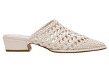 Steve Madden Dessa Woven Open Back Block Heel Mules DESS04S1 Bone Off White 5.5M