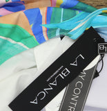 La Blanca Twist Front V-Neck Tankini Swim Top LB5ST68 Tropi-flage Blue Multi 10