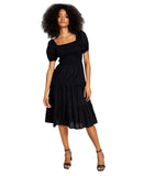And Now This Womens Cotton Lace Up Back Dress 87013M Black L