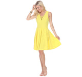 White Mark Womens Crisscross Shay Fit & Flare Dress 69922361289 Yellow L