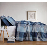 Truly Soft Trey Plaid Polyester 3-Piece Duvet Set Multicolor Blue Full/Queen