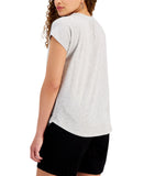 Style & Co Dolman-Sleeve Henley Linen-Blend T-Shirt Top Gravel Heather Gray S
