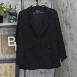 DG2 by Diane Gilman Womens 1-Button Stretch Knit Ponte Blazer Jacket Black L